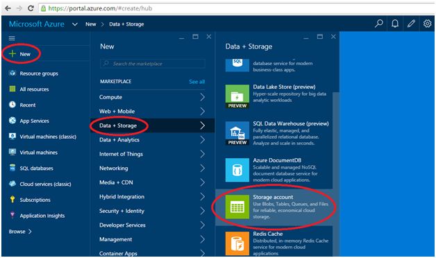 creating a storage account